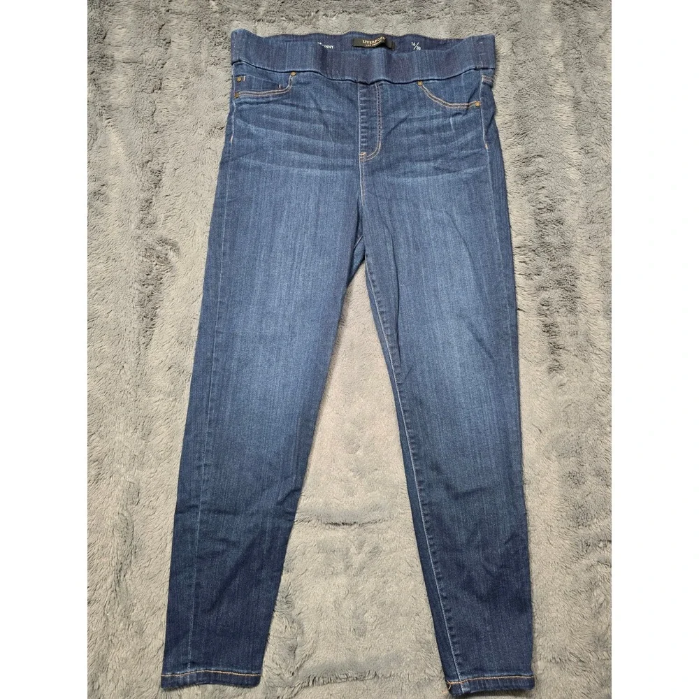 Liverpool Los Angeles Ankle Skinny Jeans Dark Wash Pull On Denim Womens 16/33